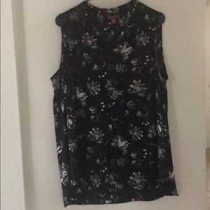 Flowy Floral Navy Tank Top, Plus Size 1X